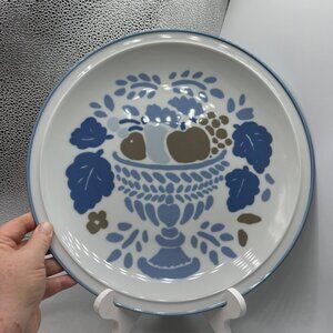 Dan145 Dansk Fruit Bowl Plate White Blue